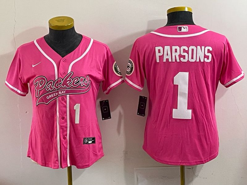 Youth 2025 Green Bay Packers #1 Parsons Pink Nike Limited NFL Jersey style 003